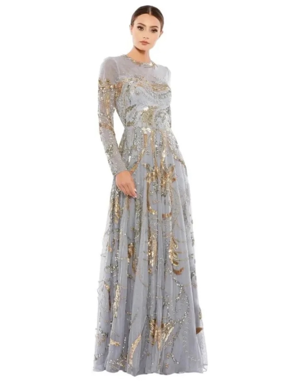 Mac Duggal Gown with Gold Sequin Embellishment